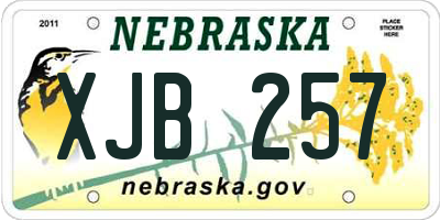 NE license plate XJB257