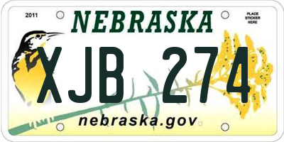 NE license plate XJB274