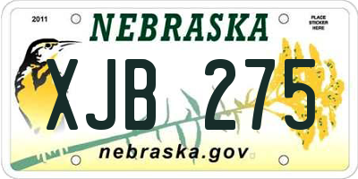 NE license plate XJB275