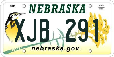 NE license plate XJB291