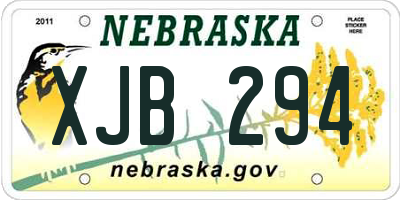 NE license plate XJB294