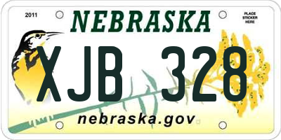 NE license plate XJB328