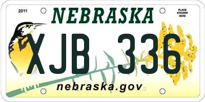 NE license plate XJB336