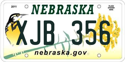 NE license plate XJB356