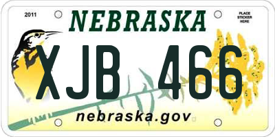 NE license plate XJB466