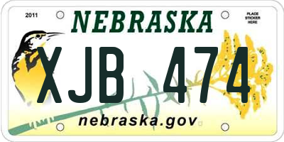 NE license plate XJB474