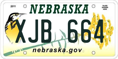 NE license plate XJB664