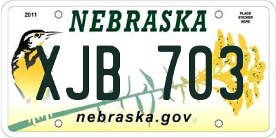 NE license plate XJB703