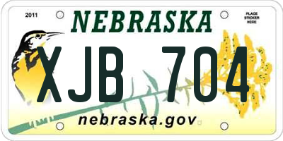 NE license plate XJB704
