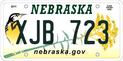 NE license plate XJB723
