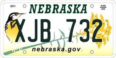 NE license plate XJB732