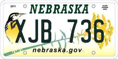 NE license plate XJB736
