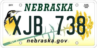 NE license plate XJB738
