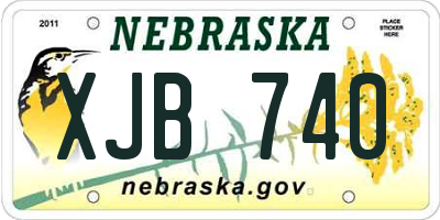 NE license plate XJB740