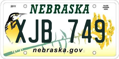 NE license plate XJB749