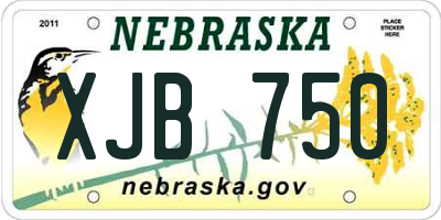 NE license plate XJB750