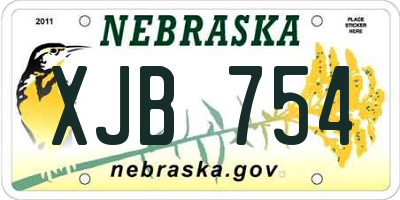 NE license plate XJB754