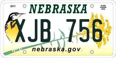 NE license plate XJB756