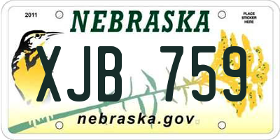 NE license plate XJB759