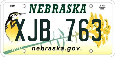 NE license plate XJB763