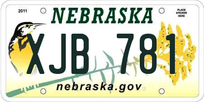 NE license plate XJB781