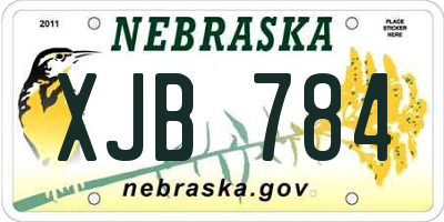 NE license plate XJB784