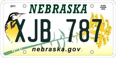 NE license plate XJB787