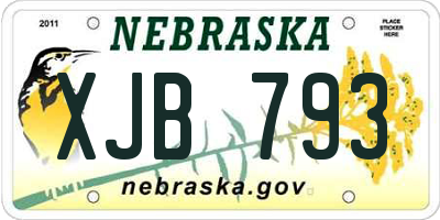 NE license plate XJB793