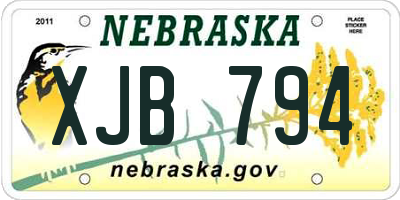 NE license plate XJB794