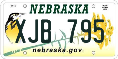 NE license plate XJB795