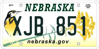 NE license plate XJB851