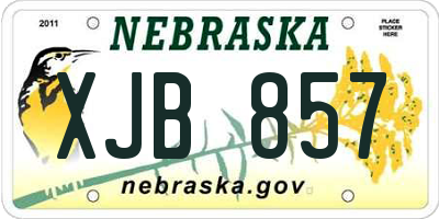 NE license plate XJB857