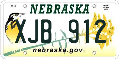NE license plate XJB912