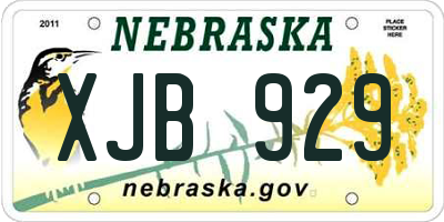 NE license plate XJB929
