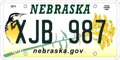 NE license plate XJB987