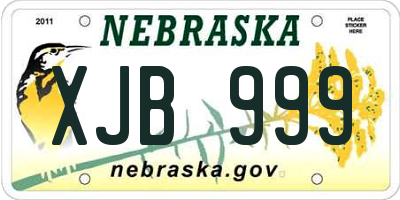 NE license plate XJB999