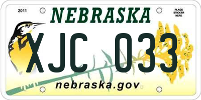 NE license plate XJC033