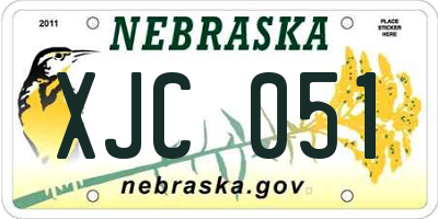 NE license plate XJC051