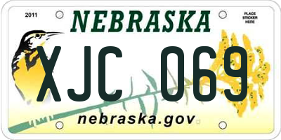 NE license plate XJC069