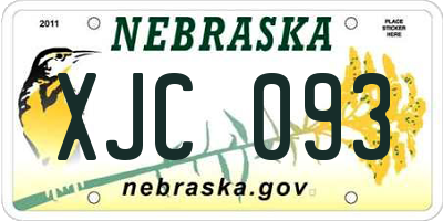 NE license plate XJC093