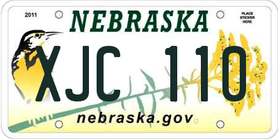 NE license plate XJC110