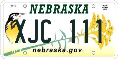 NE license plate XJC111