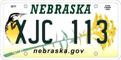 NE license plate XJC113