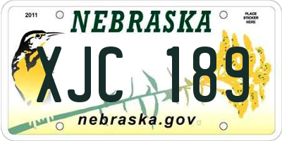 NE license plate XJC189