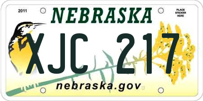 NE license plate XJC217