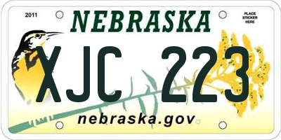 NE license plate XJC223