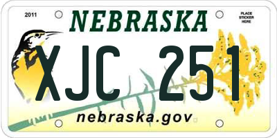 NE license plate XJC251