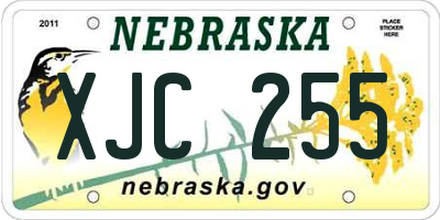 NE license plate XJC255