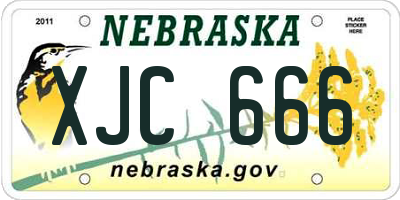 NE license plate XJC666