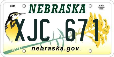 NE license plate XJC671